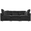 Modern Modular Sofa U Shaped Sofa Bed With Movable Ottoman, USB Ports, Phone Holder Chenille - Black - Image 7