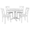 5 Pieces Dining Table And Chairs Set For 4 Persons, Kitchen Room Solid Wood Table With 4 Chairs - White - Image 11