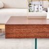 Coffee Table With Tempered Glass Legs.Density Board Sticker, Reinforced Glass Legs - Walnut - Image 12