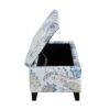 Luxury Storage Ottoman With Floral Patterned Fabric, Soft Close Hinges, Functional Footrest & Seat - Blue Flower / Blue Multi - Image 6