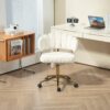 Modern Home Office Desk Chair With Wheels, Swivel, Height Adjustable - Beige - Image 4