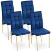 5 Piece Dining Set Including Velvet High Back Golden Color Legs Nordic Dining Chair & Creative Design Dining Table - Blue - Image 10