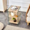 Modern 3 Layer Bedside Cabinet With Storage Function In Wood And Tempered Glass - Wood - Image 5