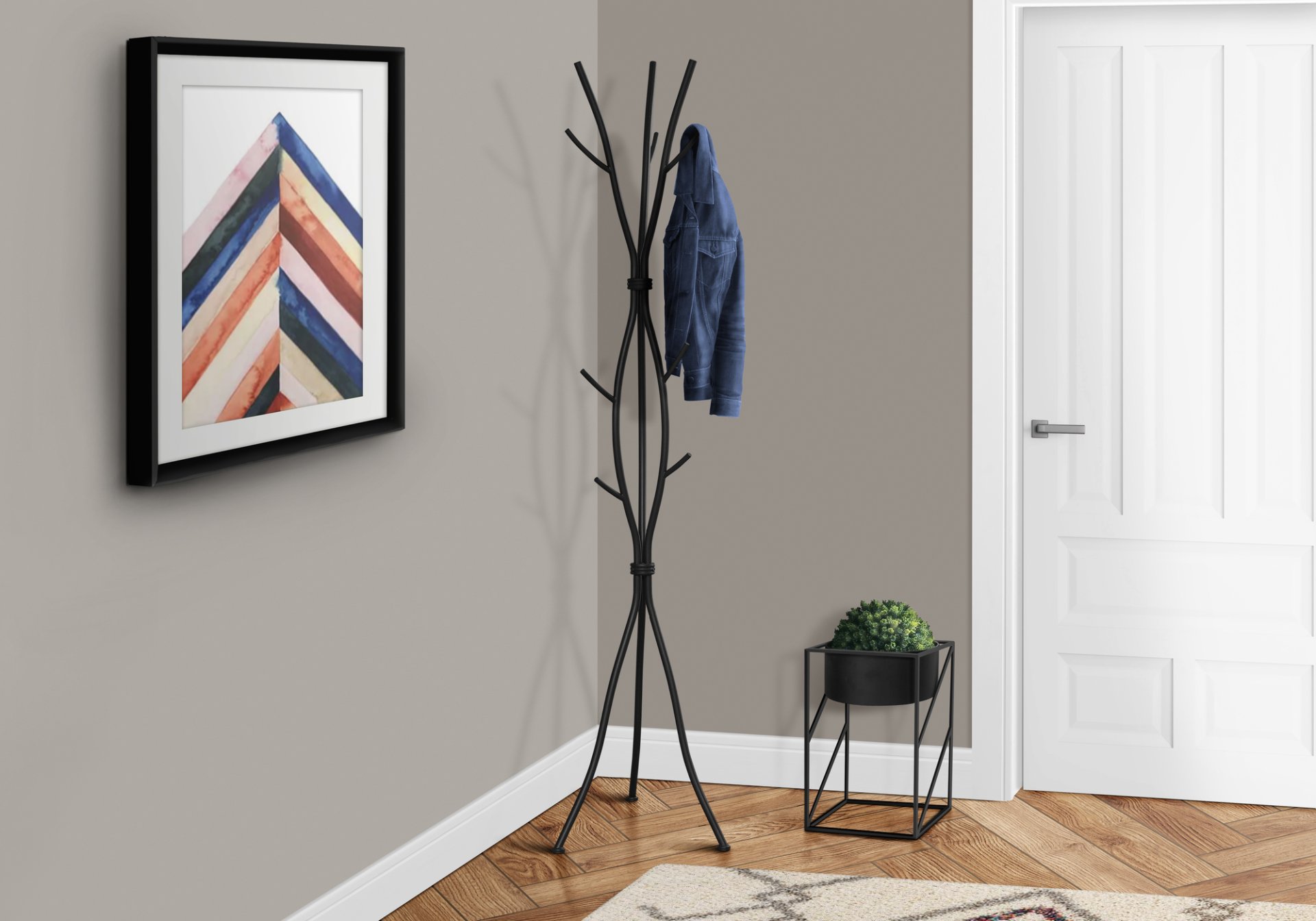 Coat Rack, Hall Tree, Free Standing, 11 Hooks, Entryway, Contemporary & Modern - Black - Image 4