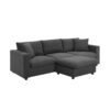 Modern Sectional Sofa, L-Shaped Couch Set With 2 Free Pillows, 4 Seat Polyester Fabric Couch Set With Convertible Ottoman - Dawn Gray - Image 5