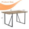 Contemporary Minimalist Retro Rectangular Dining Table With Textured Wood Top And Black Metal Legs - Black / Wood - Image 3