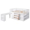 Full Loft Low Study Bed With Cabinet, Shelves And Rolling Portable Desk, Multiple Functions - White - Image 8