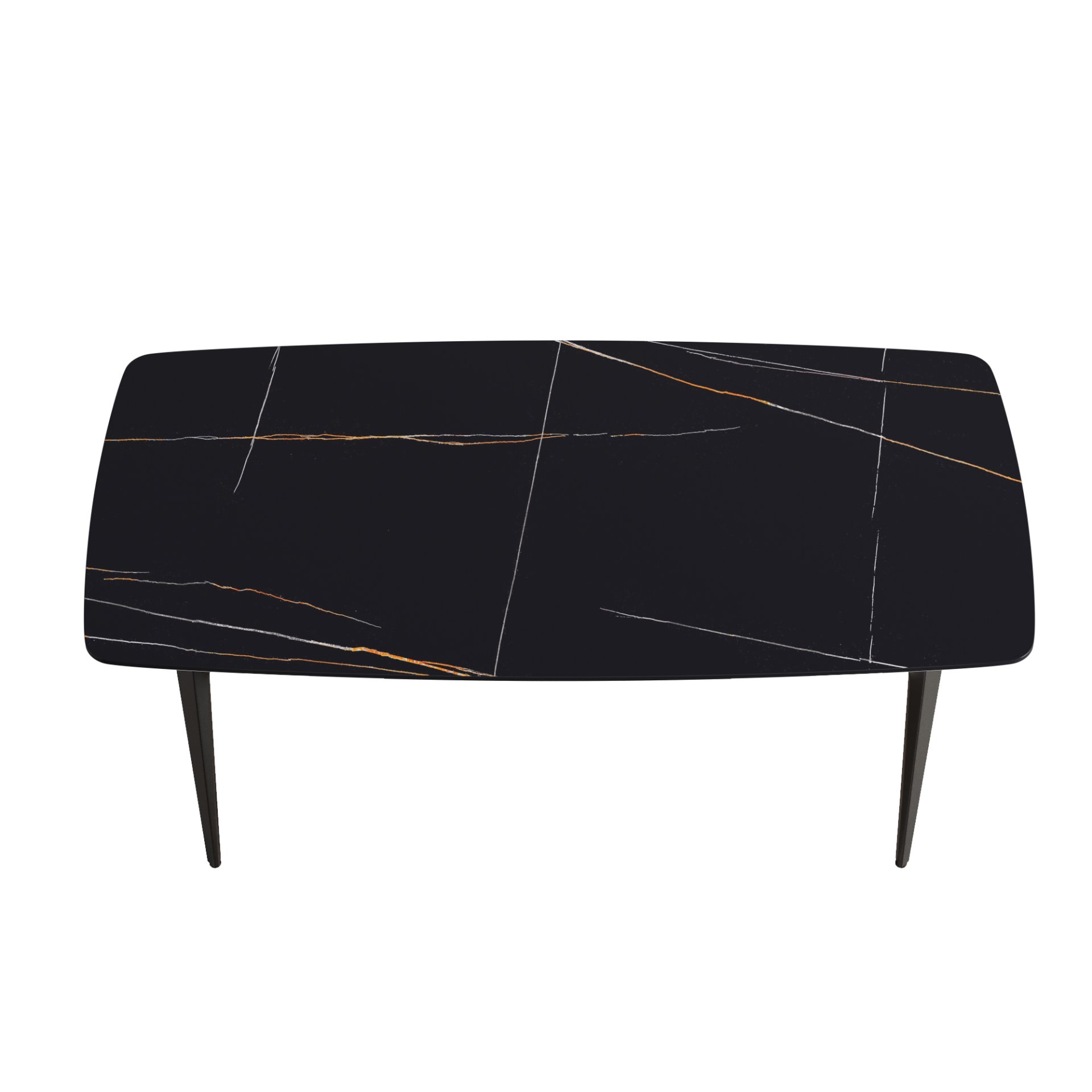 70.87" Modern Artificial Stone Curved Metal Leg Dining Table, Can Accommodate 6-8 People - Black - Image 5