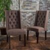 Elegant Tufted Dining Chair (Set of 2) With High Backrest - Dark Brown - Image 4