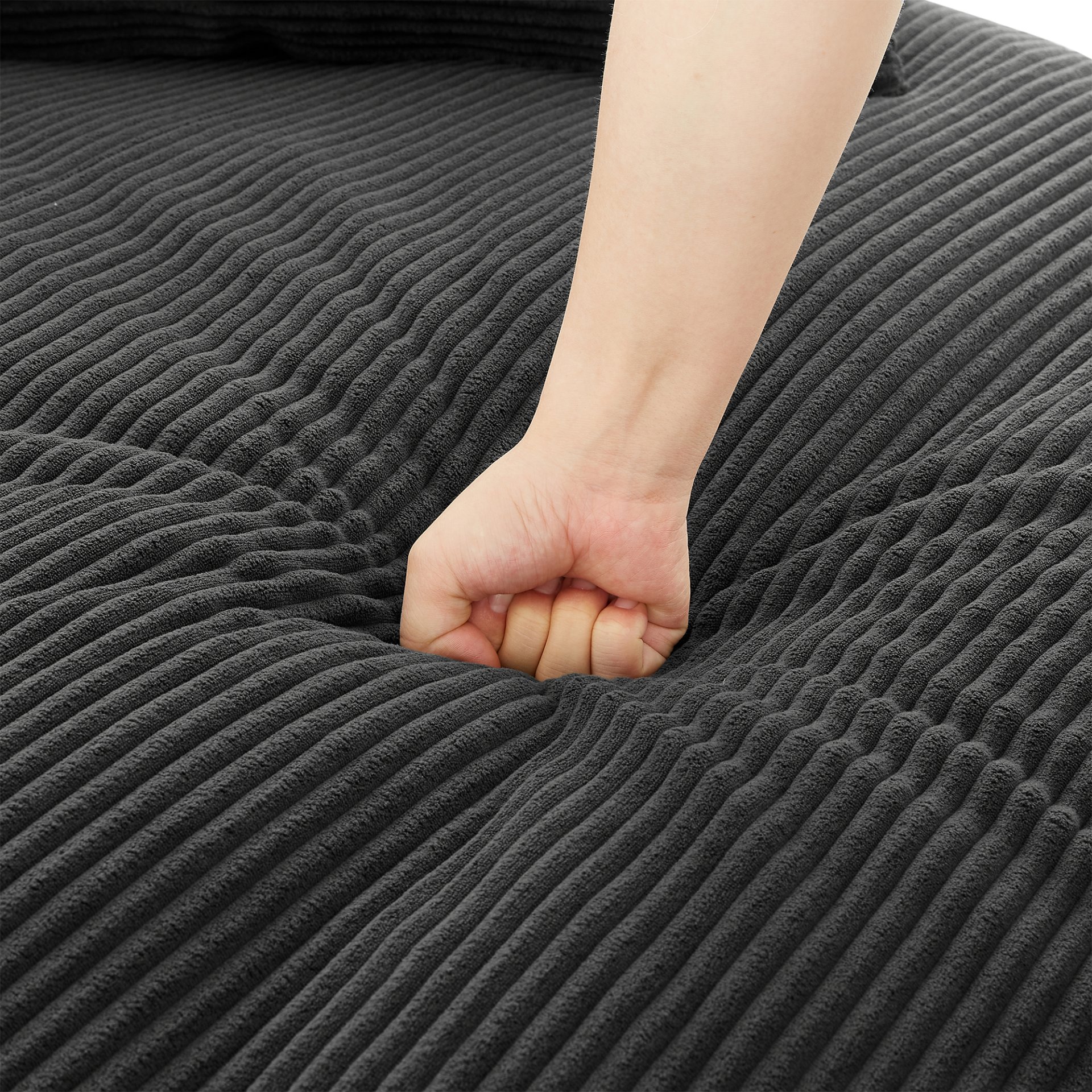 Modern 360° Swivel Sofa Chair With Dual Layer Cushion And Removable Pillows Corduroy - Black - Image 10