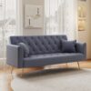 Convertible Double Folding Living Room Sofa Bed - Gray - Image 8
