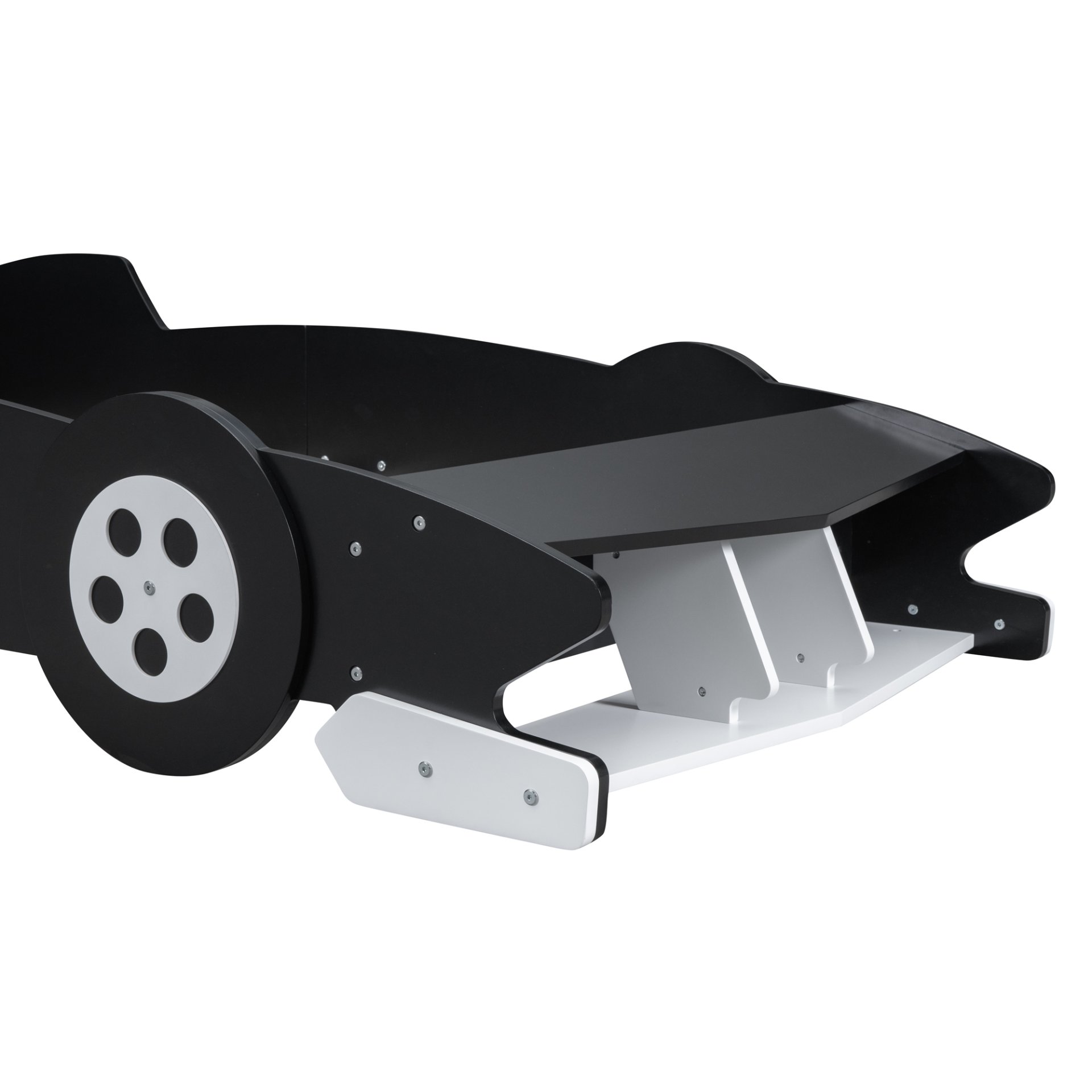 Twin Size Race Car-Shaped Platform Bed With Wheels - Black - Image 9