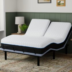 Copper Lux - 12" Split Top King Soft Memory Foam Mattress With Phase Change Cooling Fabric - White / Gray