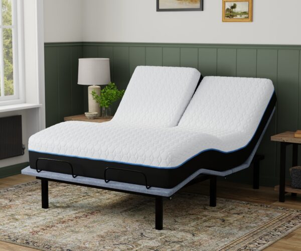 Copper Lux - 12" Split Top Queen Soft Memory Foam Mattress With Phase Change Cooling Fabric - White / Gray