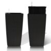 Elegant Square Planter With Automatic Watering System, Faux Rattan Design, Polypropylene (Set of 2) - Black - Image 10