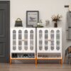 Modern Minimalist Double Door Shoe Cabinet With Adjustable Mesh Doors - White - Image 15