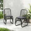 Outdoor Wicker Dining Chairs With Washable Cushion (Set of 2), Durable Rattan Chairs For Backyard, Garden, Patio - Black / Gray - Image 3