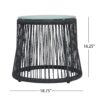 Southport - Boho Side Table With Glass Top, Woven Rope And Iron Frame - Gray - Image 3
