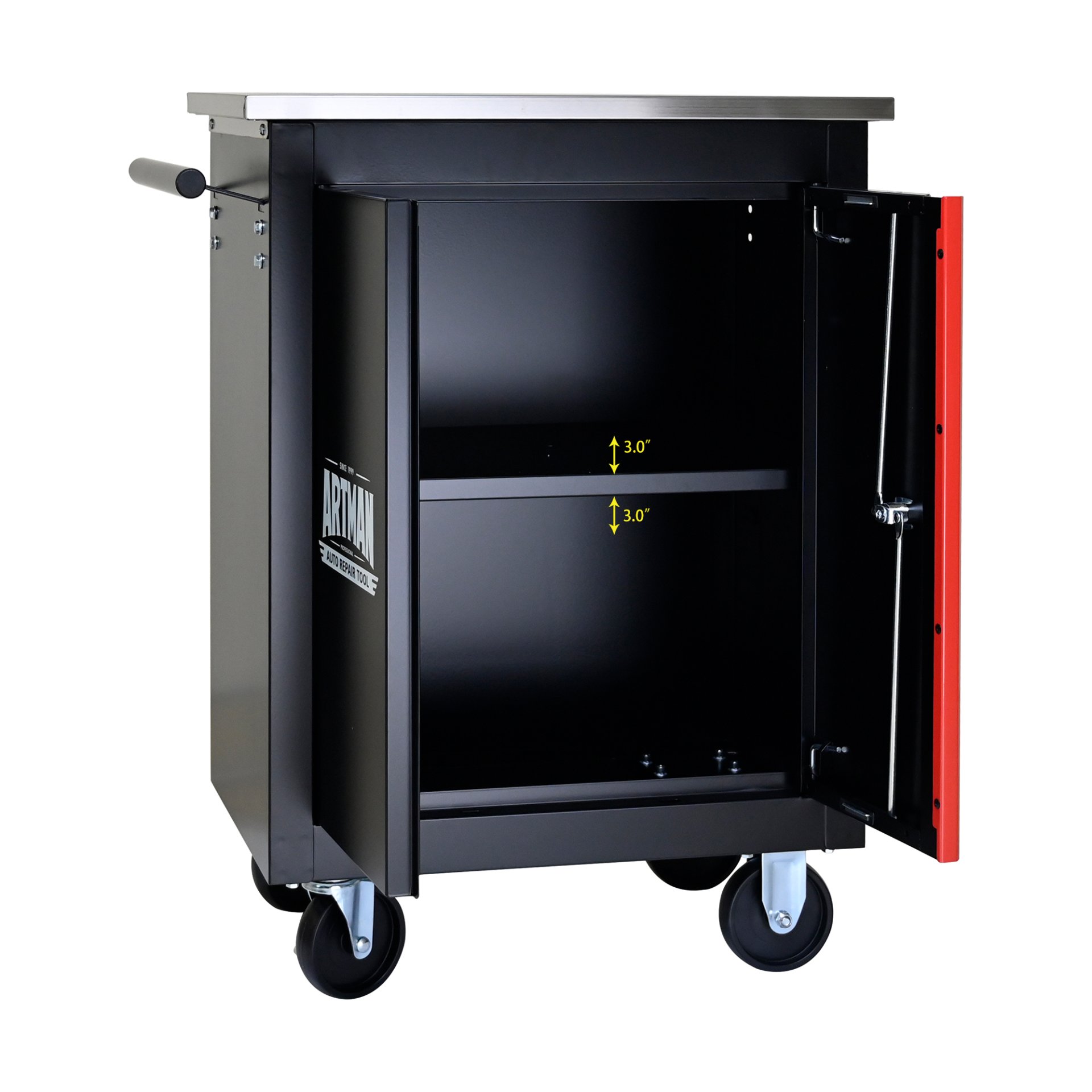 Double Door Clapboardl Multi Function Tool Cart - Black / Red - Image 10