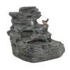 4 Tiered Rock Waterfall Fountain With LED Lights, Outdoor Garden Decor, Weather Resistant - Gray - Image 5