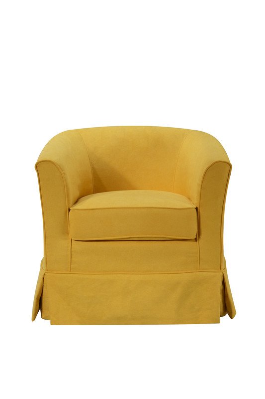 Tucker - Woven Fabric Swivel Barrel Chair - Yellow - Image 3