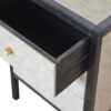 Faux Leather Nightstand, 3 Drawer - Black - Image 19