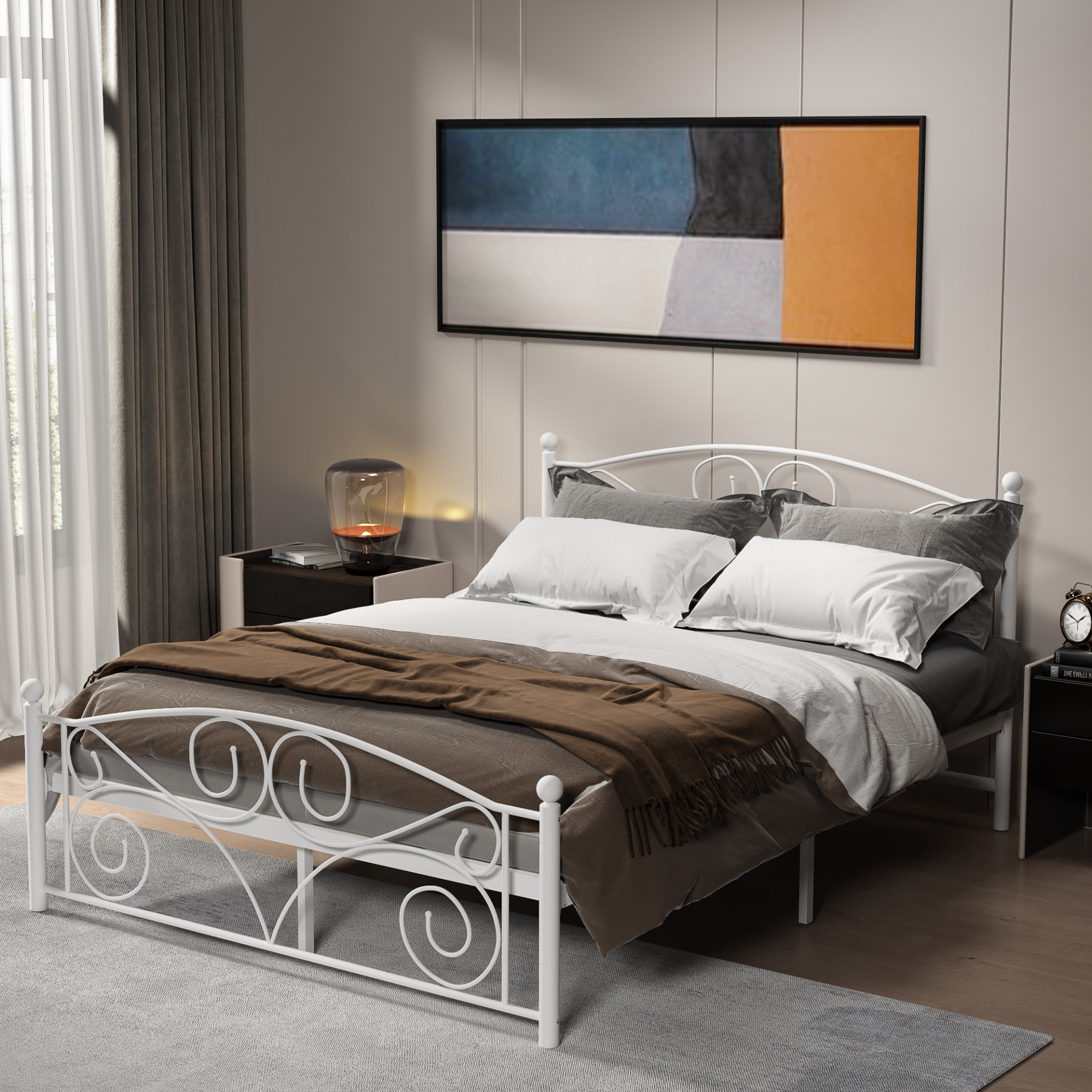 Full With Metal Frame Bed - White - Image 2