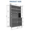 Tall Kitchen Pantry Cabinet With Flip Doors And Pegboard, Anti Tip Steel Storage Hutch - Black - Image 3