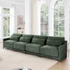 Ergonomic Chenille Four Seater Sofa With Lumbar Pillow Frame High Resilience Sponge - Green - Image 19