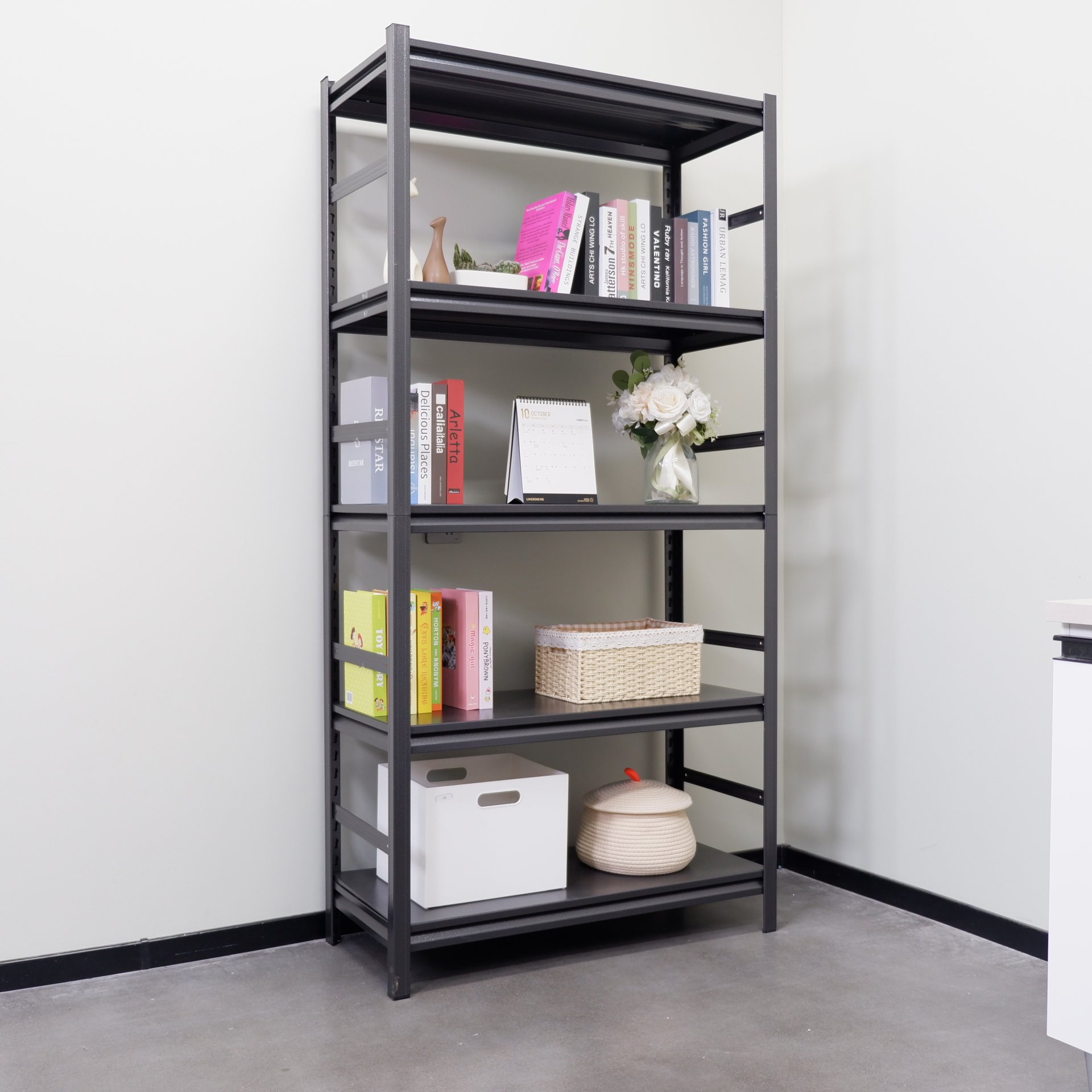 Adjustable Heavy Duty Shelving 5 Tier Storage Shelves, 2000Lbs Load, Kitchen, Garage - Black - Image 11