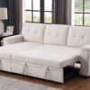 Lucca II - Woven Fabric Reversible Sleeper Sectional Sofa With Storage Chaise and Pocket Coil Seating - Beige - Image 8