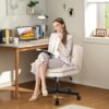 Large Size Swivel Home Office Desk Chair Armless Office Room Chair - Beige - Image 4