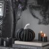Stripe Pumpkin Decor, For Holiday Halloween Decoration - Black / White - Image 6