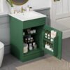 20" Bathroom Vanity With Sink, Freestanding Cabinet With Door Shelf And Adjustable Shelf, And Ceramic Construction - Green - Image 2