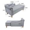 Chaise Lounge Indoor, Velvet Lounge Chair For Bedroom With Storage & Pillow, Modern Upholstered Rolled Arm Chase Lounge For Sleeping With Nailhead Trim For Living Room Bedroom Office - Gray - Image 3