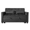 Convertible 3 In 1 Sofa Bed With Reclining Backrest And Pillows Velvet - Black - Image 4