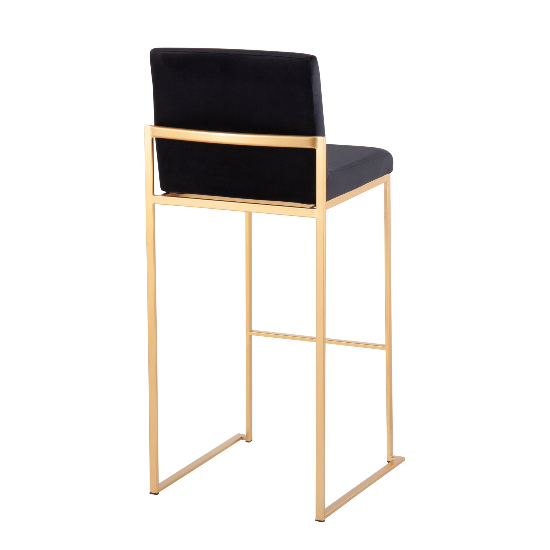 Fuji - Contemporary High Back Barstool (Set of 2) - Gold / Black - Image 4