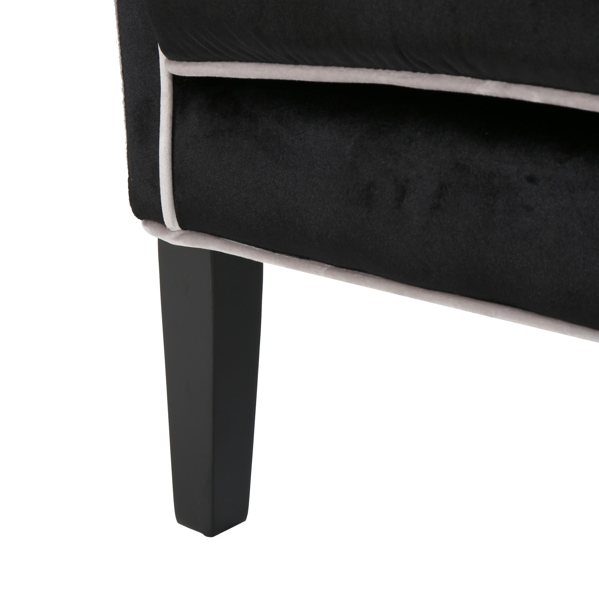 Elegant Velvet Club Chair With 2 Tone Design And Rubberwood Legs - Black - Image 12