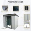 6Ft X 5Ft Outdoor Metal Storage Shed With Lockable Sliding Doors And Transparent Plate For Garden, Lawn - White / Black - Image 5