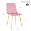 Modern Simple Light Luxury Dining Chair With Gold Metal Legs (Set of 4) - Pink Flannelette - Image 3