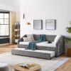 Elegant Upholstered Twin Size Daybed With Trundle Linen - Gray - Image 2