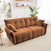 Premium 2 Seater Sofa Ergonomic Design With High Resilience Foam Cushions, Modern Fabric - Burnt Orange - Image 4
