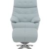 Janella - Top Grain Leather Accent Chair With Swivel & Ottoman - Baby Blue - Image 11