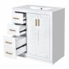 Bathroom Vanity With Ceramic Sink Combo, Frame Bathroom Storage Cabinet, Freestanding Vanity Set With 3 Drawers & Soft Closing Doors - White - Image 15