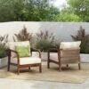 Outdoor Lounge Chair With Woven Backrest, Comfortable Cushions - Walnut - Image 4