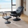 Massage Recliner Chair With Ottoman 360° Swivel Reclining Chair With Wrapped Base 5 Point Vibration Massage Seat Heating And 140° Adjustable Backrest - Black - Image 11