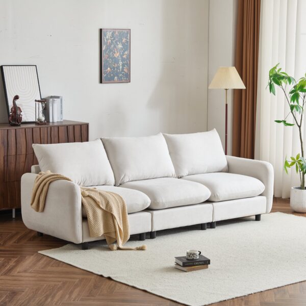 3 Piece Modular Free Combination Sectional Sofa Couch - White