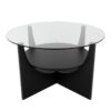 U - Shaped Contemporary Coffee Table - Black / Clear - Image 3