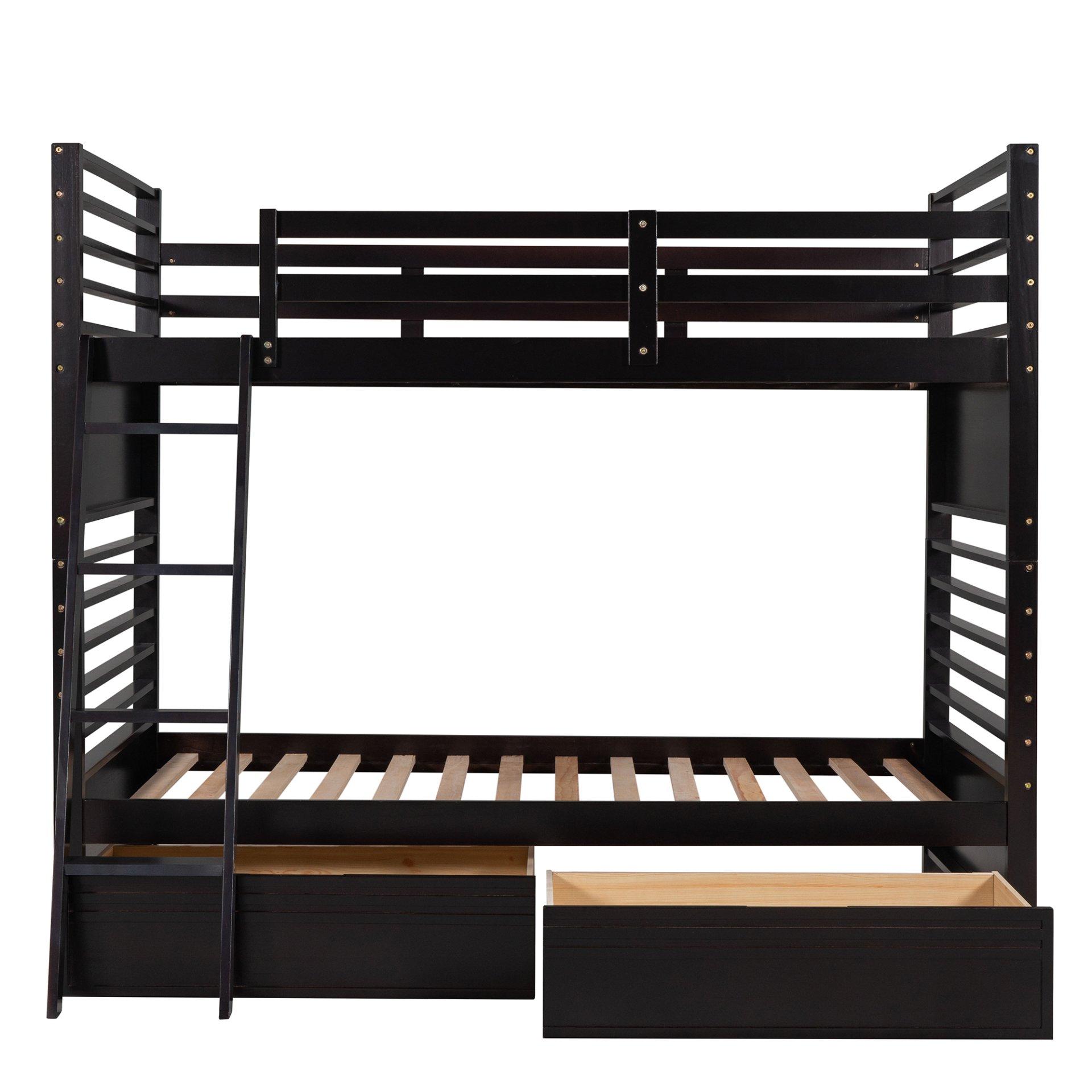 Twin Over Twin Bunk Bed With 2 Drawers - Espresso - Image 11
