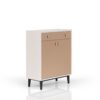 Contemporary Bar Cabinet With Large Storage - White / Pecan - Image 4